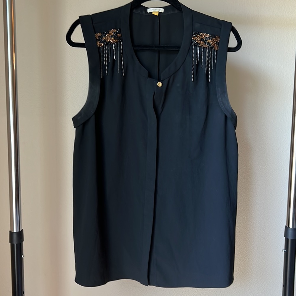 Anthropologie Leifsdottir Beaded Shoulder Tank